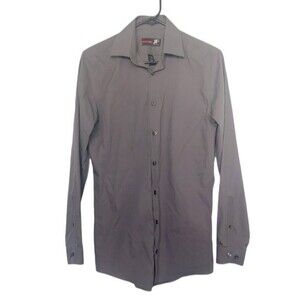 JF J. Ferrar Men's Slim Gray Button Down Dress Shirt Size Small